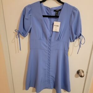 Forever21 MiniDress Small Fairy Milkmaid Swiss Miss Periwinkle Easter Dress NWT